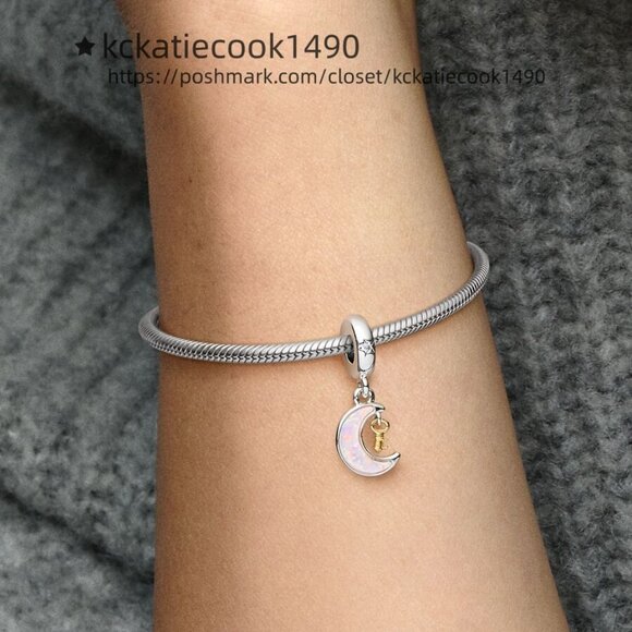 Pandora Two-tone Key & Moon Dangle Charm|Two-tone - Picture 2 of 2